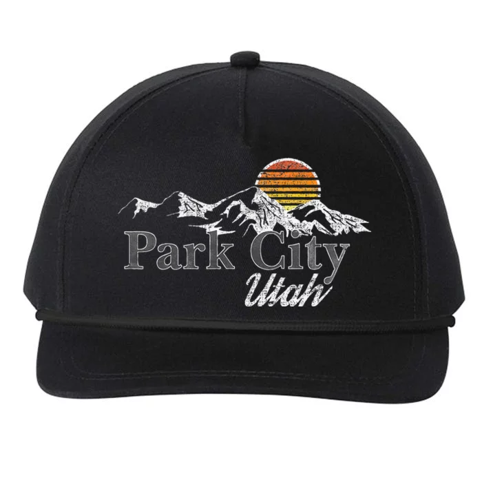 Retro Park City Utah Mountain Snapback Five-Panel Rope Hat