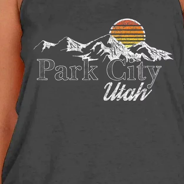 Retro Park City Utah Mountain Women's Knotted Racerback Tank