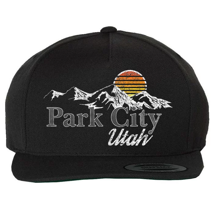 Retro Park City Utah Mountain Wool Snapback Cap