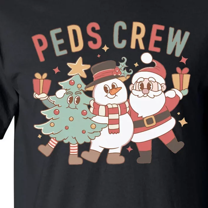 Retro Peds Crew Christmas Pediatric Nurse Nursing Group Tall T-Shirt