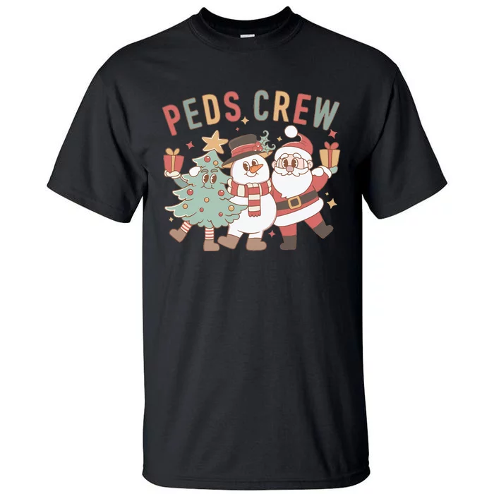 Retro Peds Crew Christmas Pediatric Nurse Nursing Group Tall T-Shirt