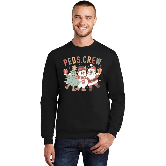 Retro Peds Crew Christmas Pediatric Nurse Nursing Group Tall Sweatshirt