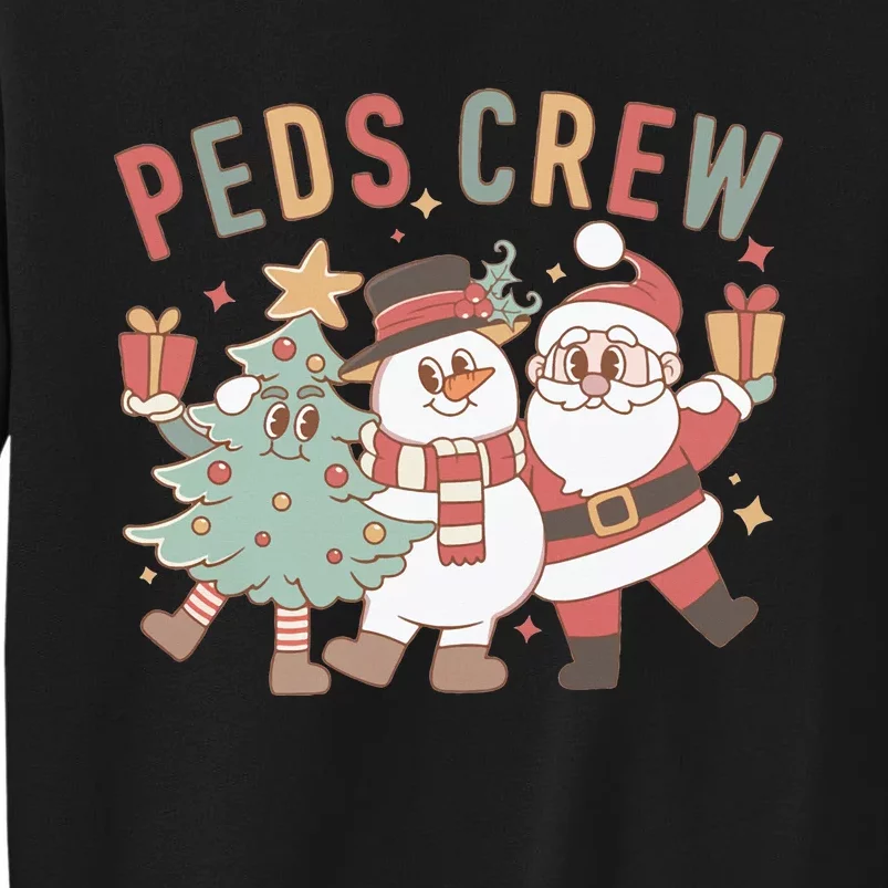 Retro Peds Crew Christmas Pediatric Nurse Nursing Group Tall Sweatshirt