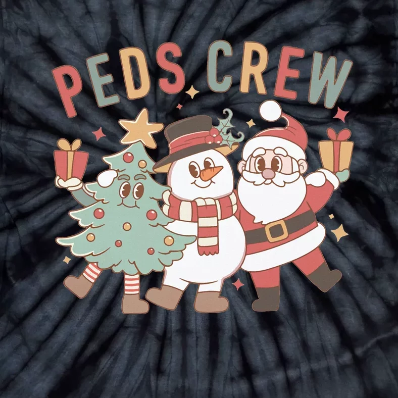 Retro Peds Crew Christmas Pediatric Nurse Nursing Group Tie-Dye T-Shirt