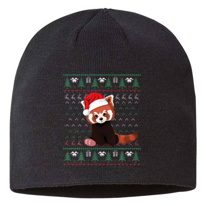 Red Panda Christmas Ugly Sweater Xmas Pajamas Gift 8 1/2in Sustainable Knit Beanie