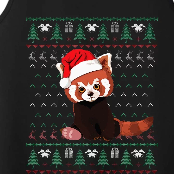 Red Panda Christmas Ugly Sweater Xmas Pajamas Gift Performance Tank