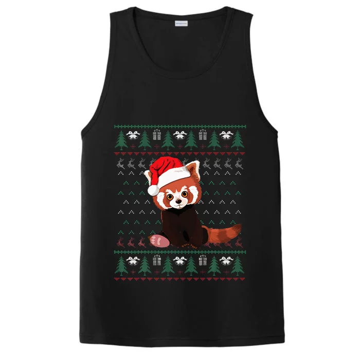 Red Panda Christmas Ugly Sweater Xmas Pajamas Gift Performance Tank