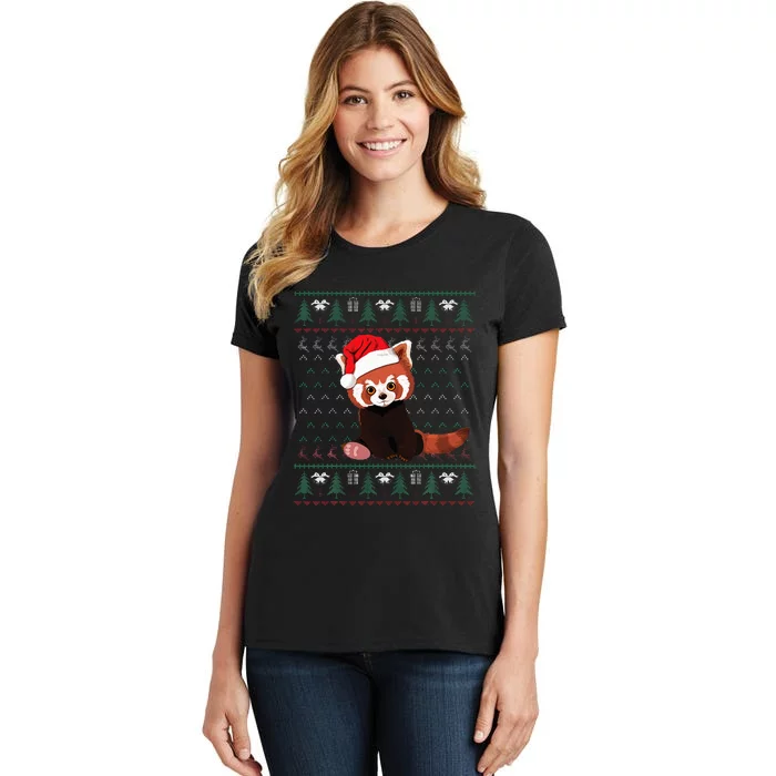 Red Panda Christmas Ugly Sweater Xmas Pajamas Gift Women's T-Shirt