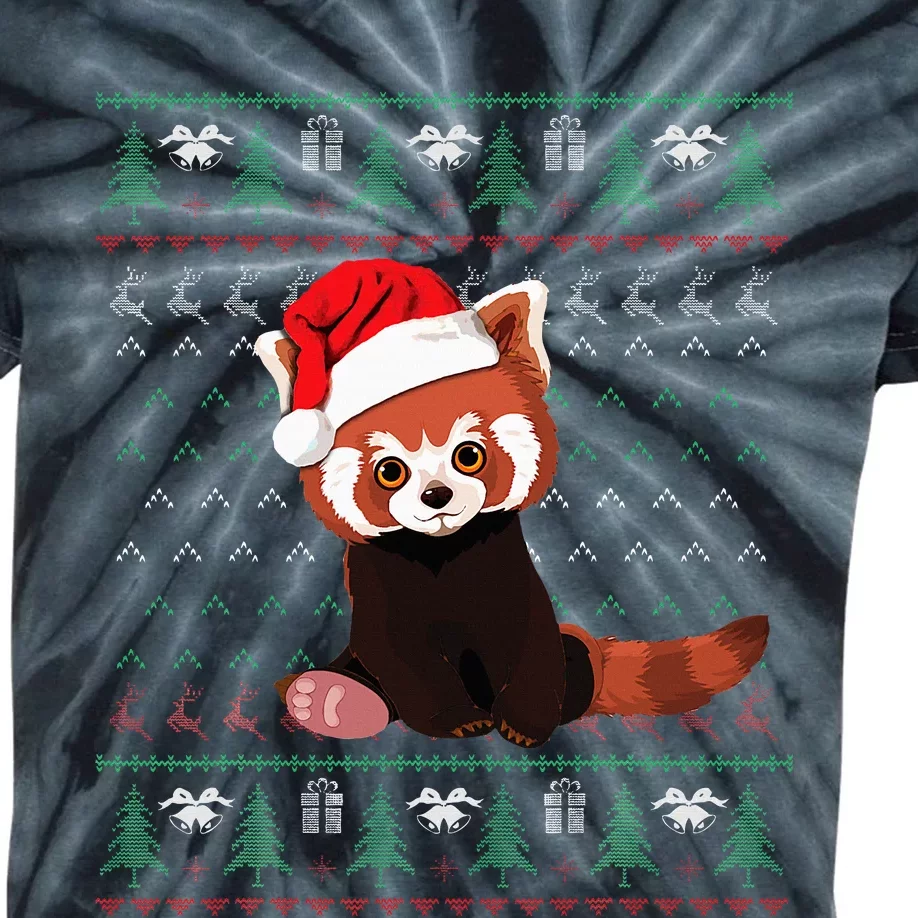 Red Panda Christmas Ugly Sweater Xmas Pajamas Gift Kids Tie-Dye T-Shirt