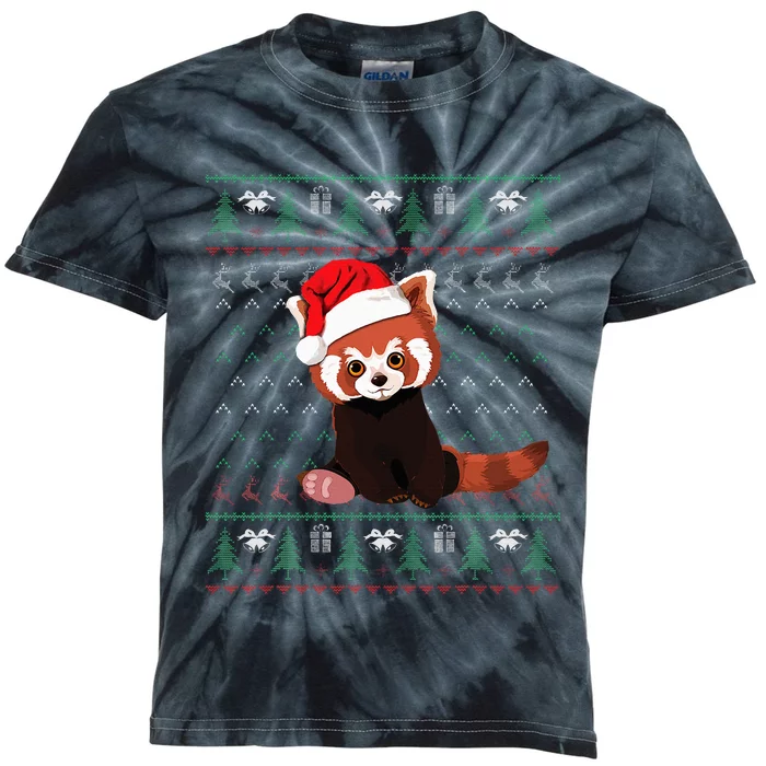 Red Panda Christmas Ugly Sweater Xmas Pajamas Gift Kids Tie-Dye T-Shirt