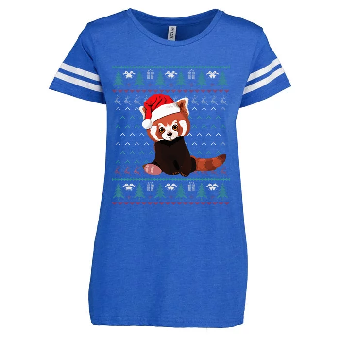 Red Panda Christmas Ugly Sweater Xmas Pajamas Gift Enza Ladies Jersey Football T-Shirt