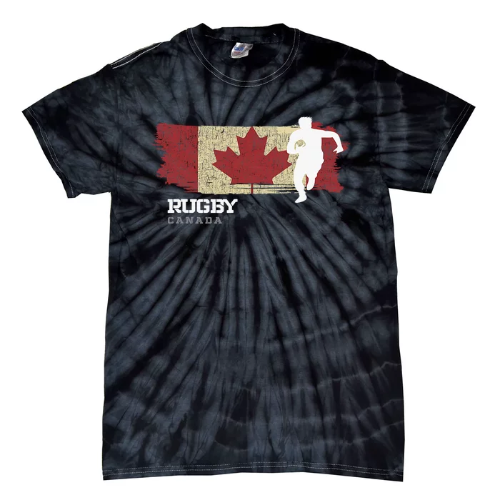 Rugby Player Canada Flag Sports Ball Rugby Tie-Dye T-Shirt