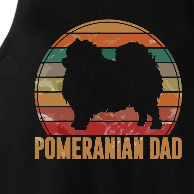 Retro Pomeranian Dad Gift Daddy Pompom Dog Owner Pet Father Ladies Tri-Blend Wicking Tank