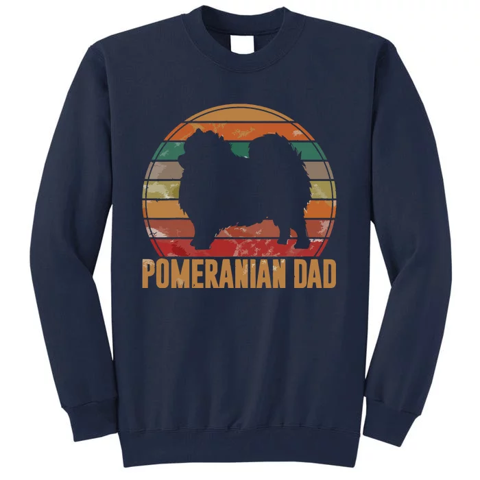 Retro Pomeranian Dad Gift Daddy Pompom Dog Owner Pet Father Tall Sweatshirt