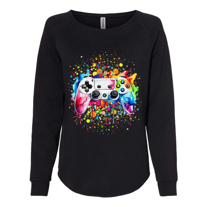 Retro Polka Dots Gaming Controller Video Gamers Dot Day Gift Womens California Wash Sweatshirt