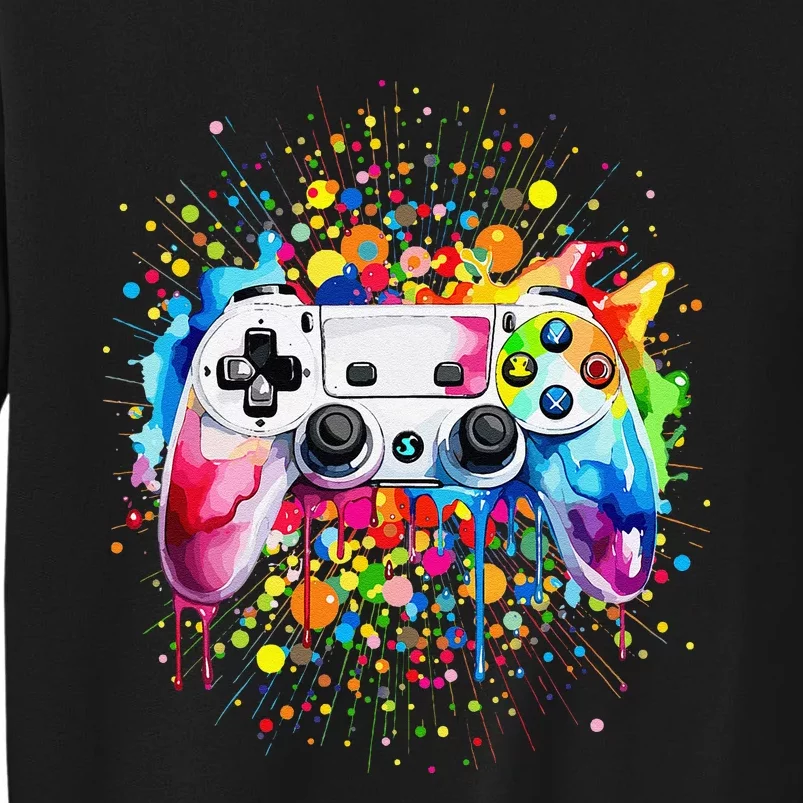 Retro Polka Dots Gaming Controller Video Gamers Dot Day Gift Tall Sweatshirt