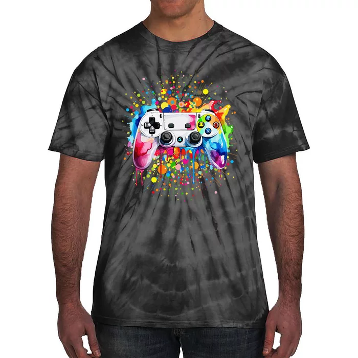 Retro Polka Dots Gaming Controller Video Gamers Dot Day Gift Tie-Dye T-Shirt