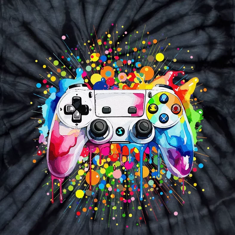 Retro Polka Dots Gaming Controller Video Gamers Dot Day Gift Tie-Dye T-Shirt