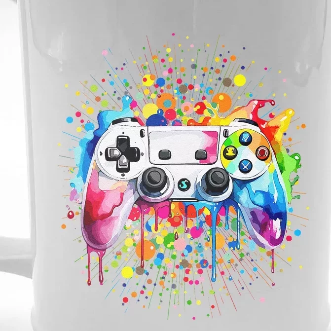 Retro Polka Dots Gaming Controller Video Gamers Dot Day Gift Front & Back Beer Stein