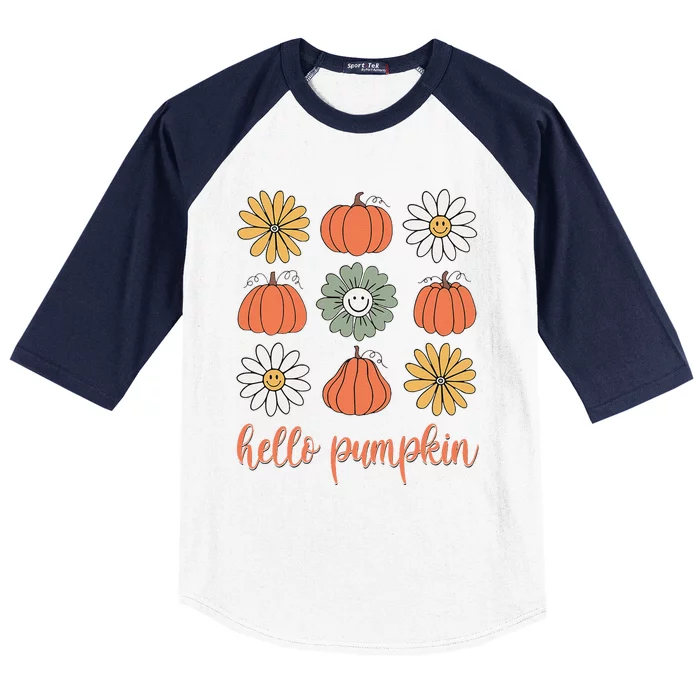 Retro Pumpkins & Daisies Baseball Sleeve Shirt