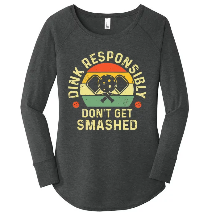 retro Pickleball Dink Responsibly Don't Get Smashed Women's Perfect Tri Tunic Long Sleeve Shirt