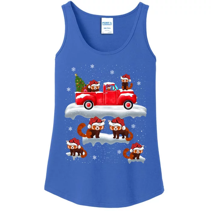 Red Panda Driving Christmas Tree Truck Red Panda Christmas Gift Ladies Essential Tank