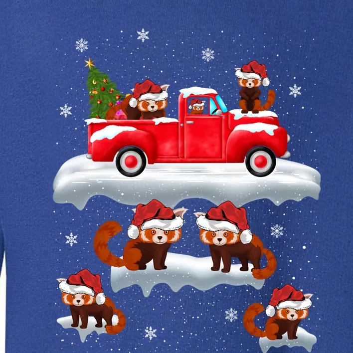 Red Panda Driving Christmas Tree Truck Red Panda Christmas Gift Toddler Sweatshirt