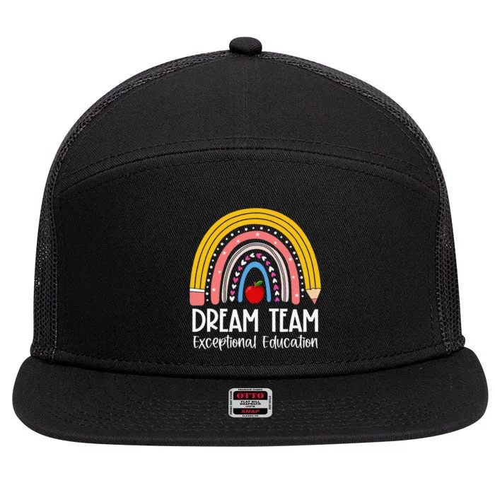 Rainbow Pencil Dream Exceptional Education Team SPED Teacher 7 Panel Mesh Trucker Snapback Hat