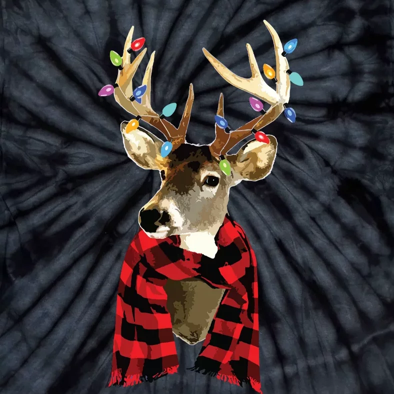 Reindeer Plaid Deer Buffalo Holiday Christmas Tie-Dye T-Shirt