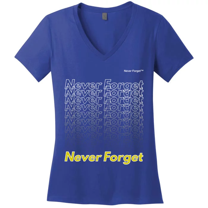 Repeating Pattern Design Styles With Never Forget Funny Gift Women's V-Neck T-Shirt