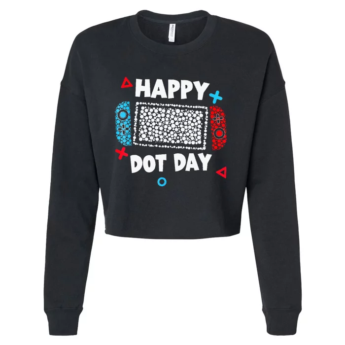 Retro Polka Dots Gaming Controller Video Gamers Cropped Pullover Crew