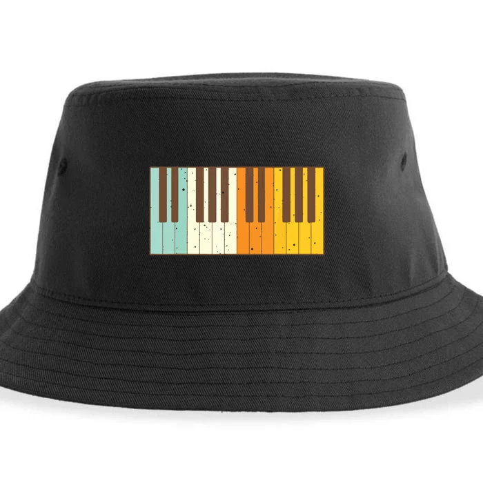 Retro Piano Design For Musician Piano Player Men Women Kids Sustainable Bucket Hat