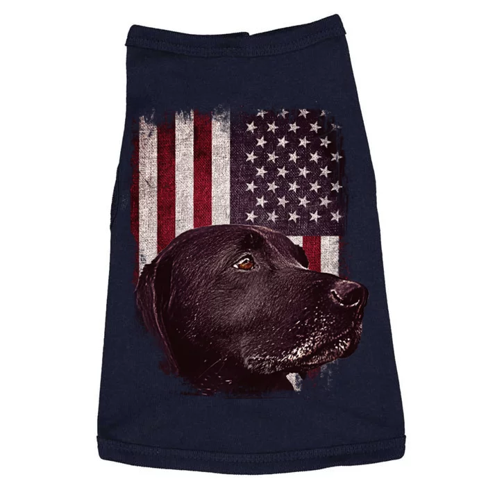 Realistic Patriotic Dog Portrait With USA Flag Backdrop Doggie Tank