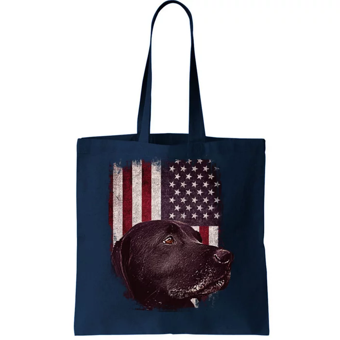 Realistic Patriotic Dog Portrait With USA Flag Backdrop Tote Bag