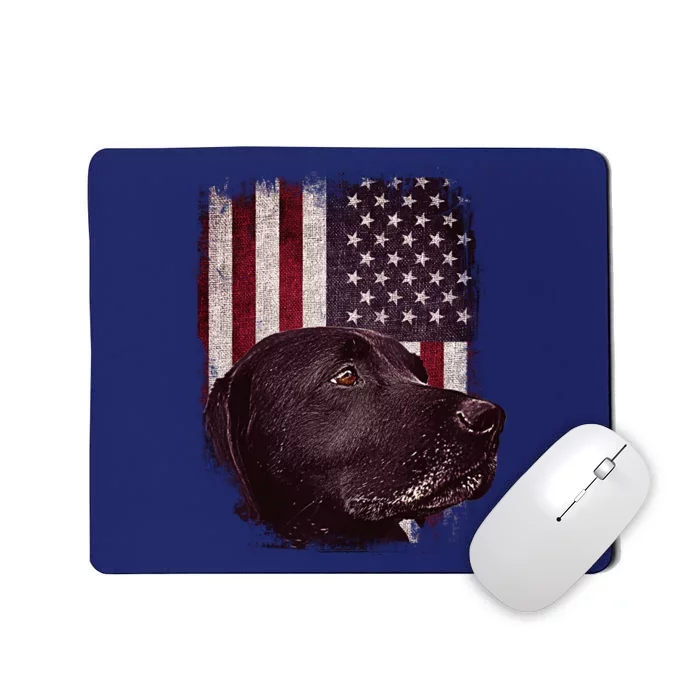 Realistic Patriotic Dog Portrait With USA Flag Backdrop Mousepad