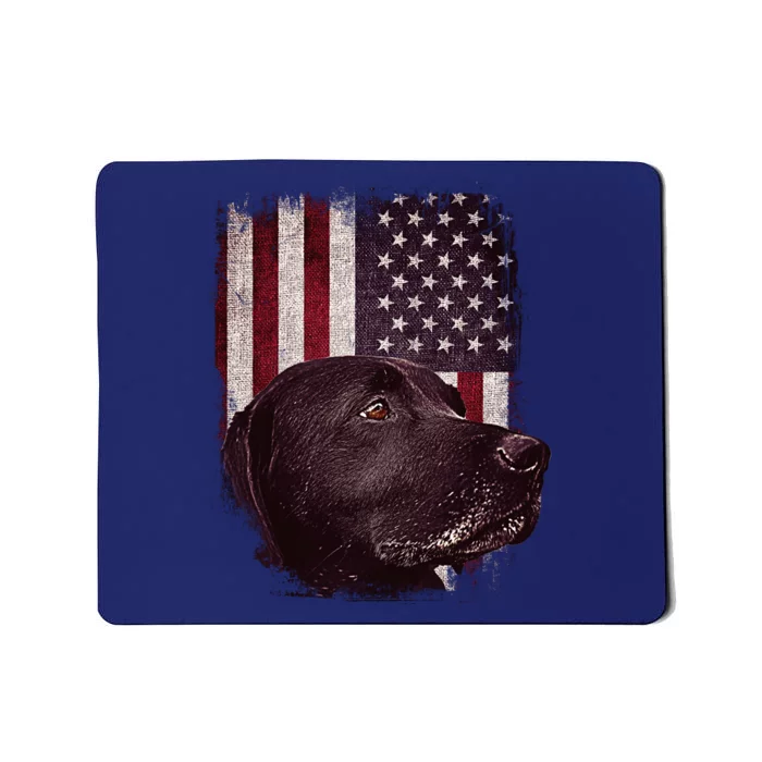 Realistic Patriotic Dog Portrait With USA Flag Backdrop Mousepad