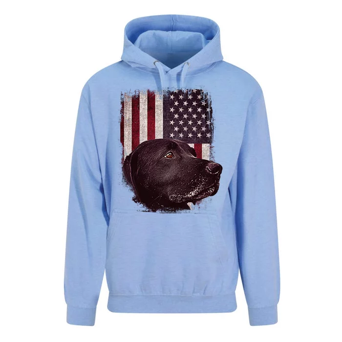 Realistic Patriotic Dog Portrait With USA Flag Backdrop Unisex Surf Hoodie