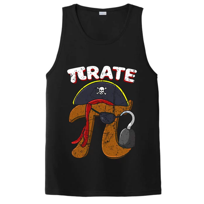 Retro Pi Day Pirate Fun Pi Symbol Graphic Art Math Lover Funny Gift Performance Tank