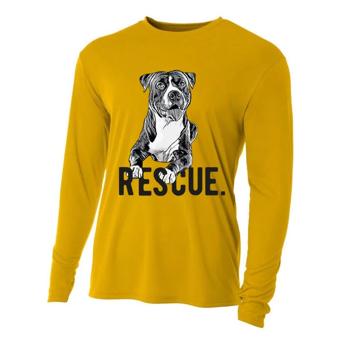 Rescue Pitbull Drawing Dog Mom Adopt Dont Shop Mama Gift Cooling Performance Long Sleeve Crew