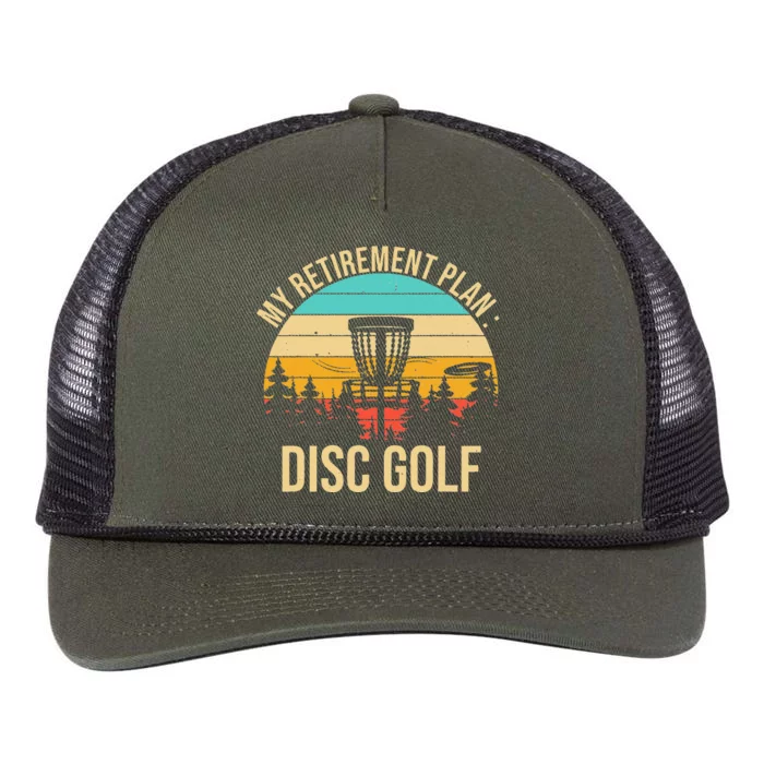 retirement plan disc golf funny disc golfing golfer frolfing Retro Rope Trucker Hat Cap