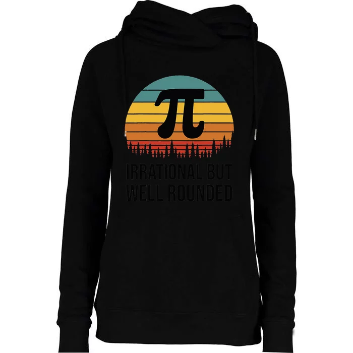 Retro Pi Day Funny Math Equation Irrational But Well Rounded Womens Funnel Neck Pullover Hood