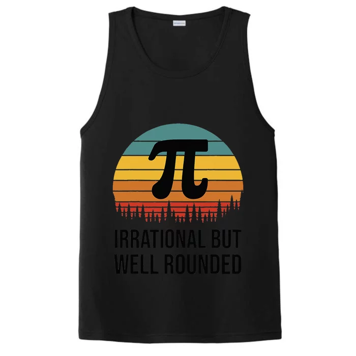 Retro Pi Day Funny Math Equation Irrational But Well Rounded Performance Tank