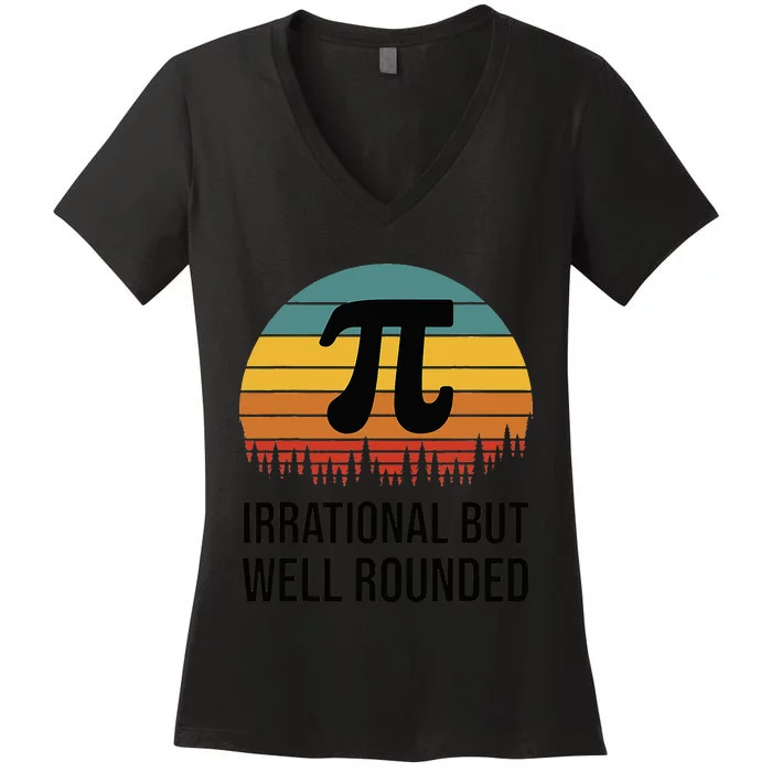 Retro Pi Day Funny Math Equation Irrational But Well Rounded Women's V-Neck T-Shirt