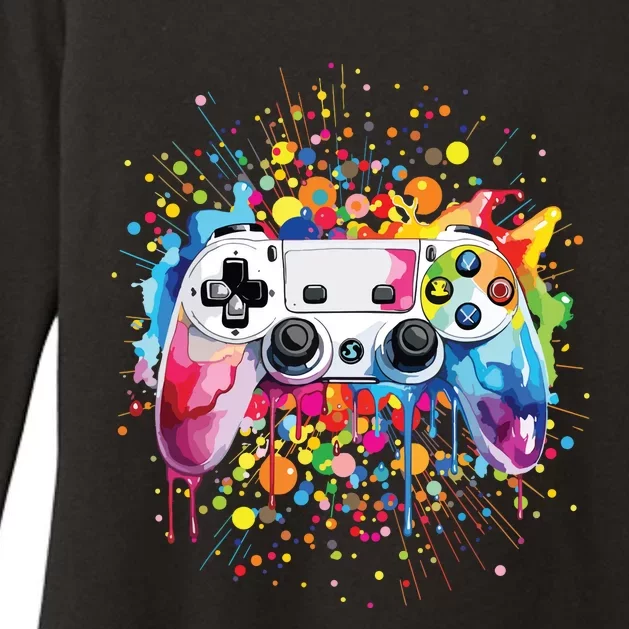 Retro Polka Dots Gaming Controller Video Gamers Dot Day Womens CVC Long Sleeve Shirt