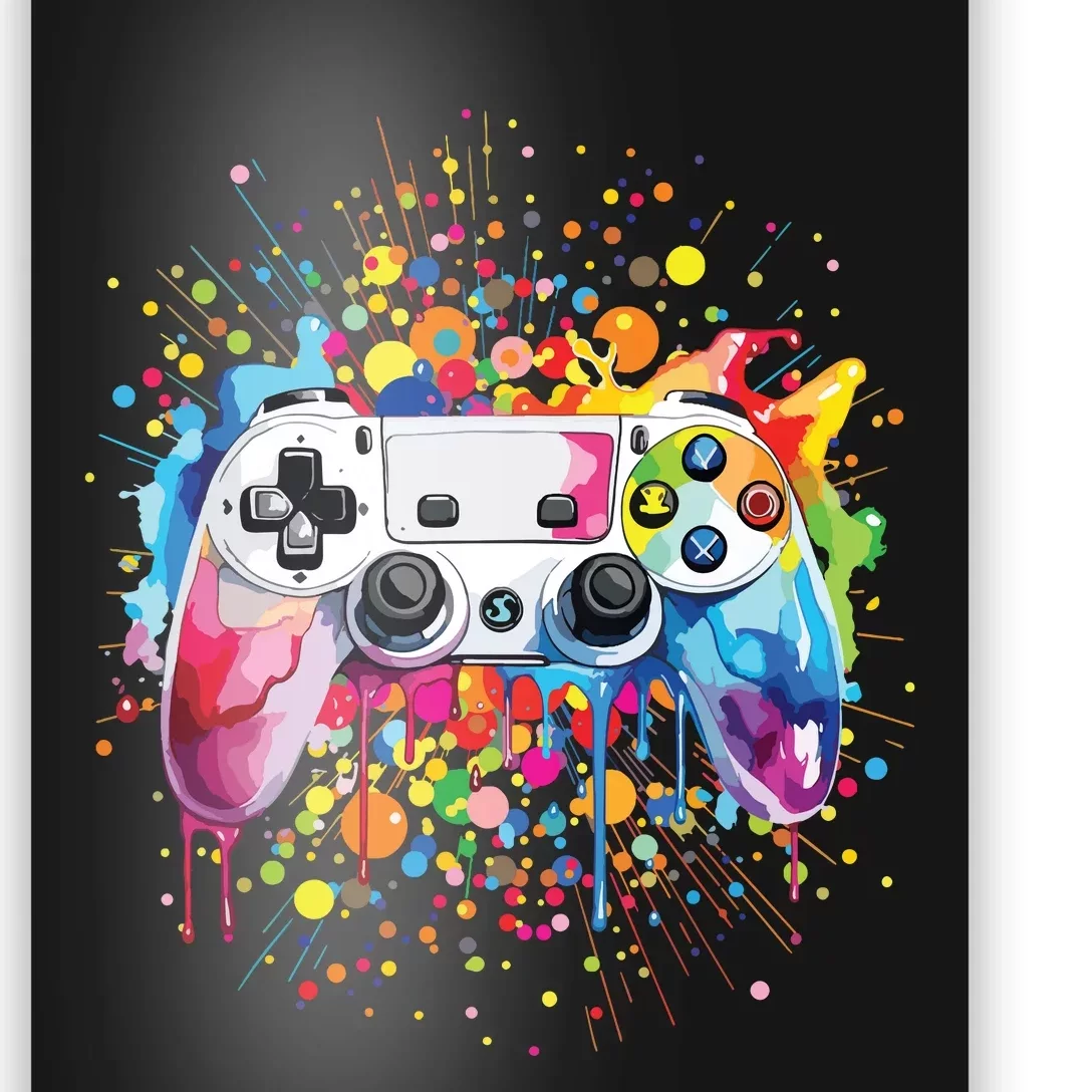 Retro Polka Dots Gaming Controller Video Gamers Dot Day Poster