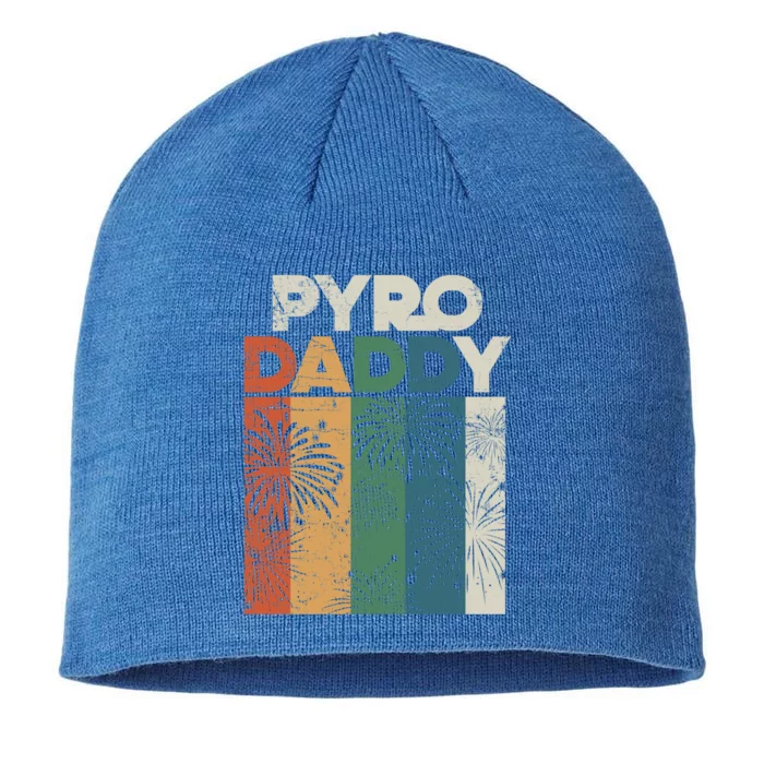 Retro Pyro Daddy Pyrotechnician Father Fireworks Technician Meaningful Gift 8 1/2in Sustainable Knit Beanie