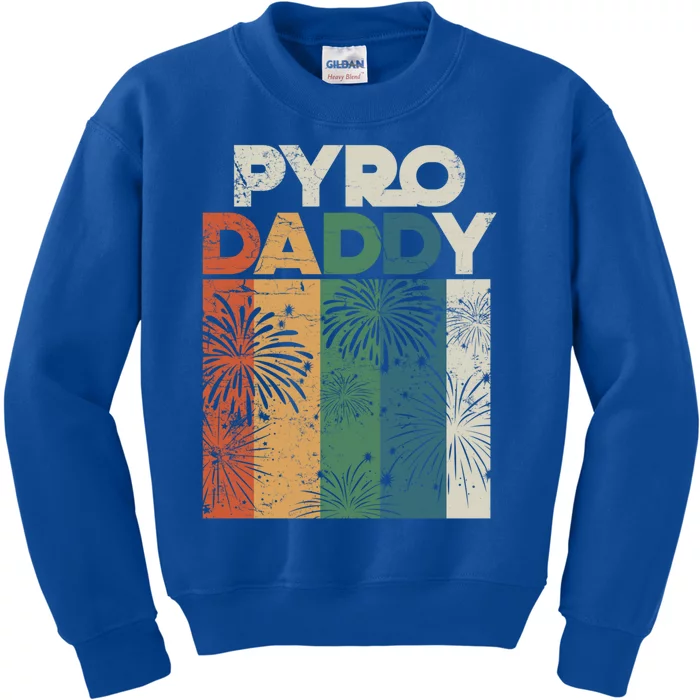 Retro Pyro Daddy Pyrotechnician Father Fireworks Technician Meaningful Gift Kids Sweatshirt