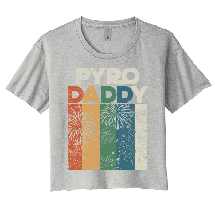 Retro Pyro Daddy Pyrotechnician Father Fireworks Technician Meaningful Gift Women's Crop Top Tee