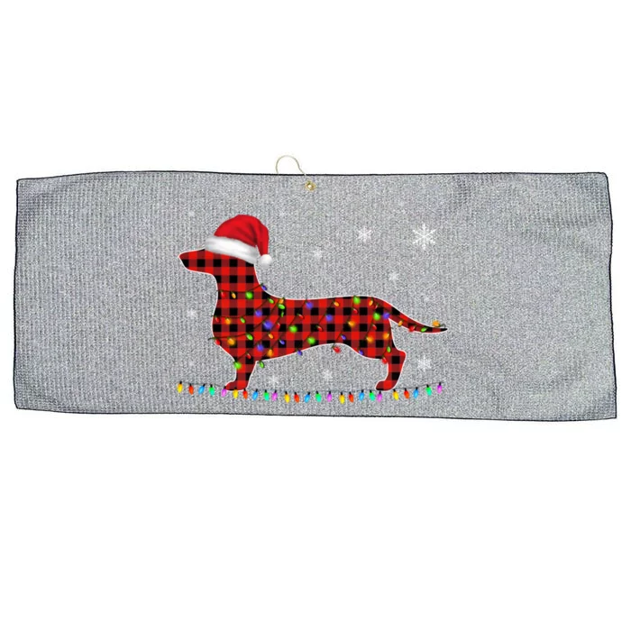 Red Plaid Dachshund Christmas Loves Led Gift Cute Dog Lover Gift Large Microfiber Waffle Golf Towel