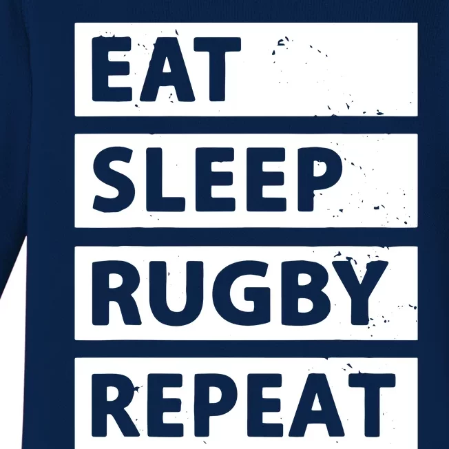 Rugby Player Eat Sleep Rugby Repeat Funny Rugby Baby Long Sleeve Bodysuit